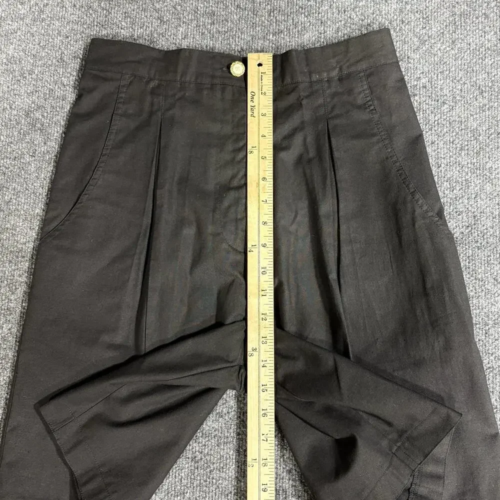 Twill Bermuda Shorts Womens Medium Black Pleated Elastic Waist Casual Summer